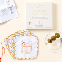 Load image into Gallery viewer, Stitch Your Cocktail Napkins - Cocktail Embroidery Kit