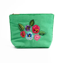 Load image into Gallery viewer, Mint Green Pansy Small Pouch
