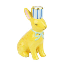 Load image into Gallery viewer, Hand-Painted Bunny Ceramic Candle Holder - Blue or Yellow (sold individually)
