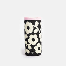 Load image into Gallery viewer, Charcoal Mono Flower Stainless Steel Coffee Cup
