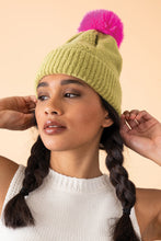 Load image into Gallery viewer, Ingrid Bobble Hat - Lime &amp; Fuchsia
