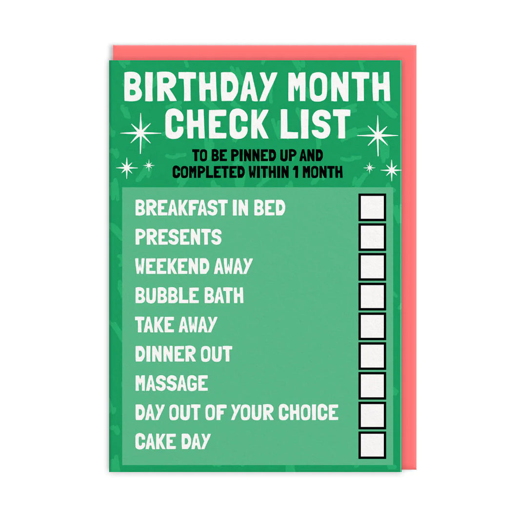Birthday Month Checklist Birthday Card