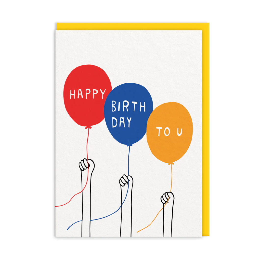 Happy Birthday To U Balloons Birthday Card