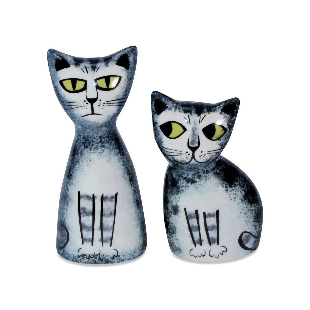 Grey Tabby Cat Salt and Pepper Shakers