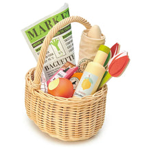 Load image into Gallery viewer, Tender Leaf Wicker Shopping Basket with Flowers &amp; Groceries
