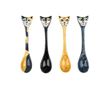 Load image into Gallery viewer, Box Of 4 Handmade Ceramic Cat Spoons
